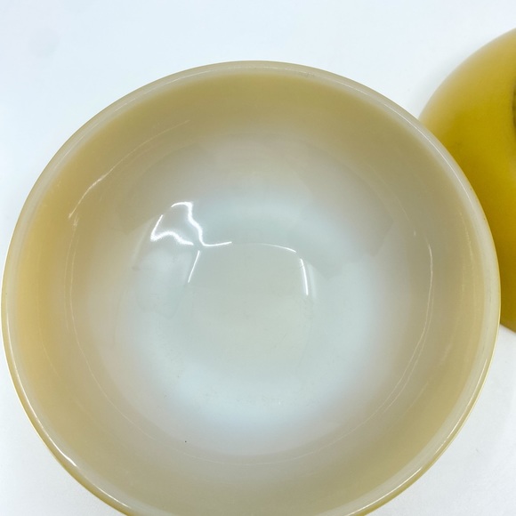 Pair of (2) Fire King Mustard Yellow Ribbed Bottom Soup Cereal Bowls - Picture 5 of 11